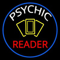 White Psychic Red Reader Yellow Cards And Blue Border Neonreclame