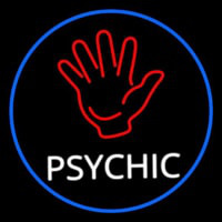 White Psychic With Blue Border Neonreclame