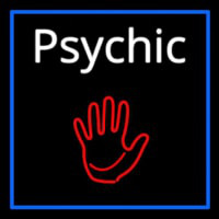 White Psychic With Blue Border Neonreclame