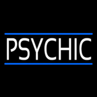 White Psychic With Blue Line Neonreclame