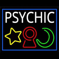 White Psychic With Logo Blue Border Neonreclame