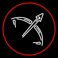 White Sagittarius Logo Red Border Neonreclame