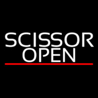 White Scissor Open With Red Line Neonreclame