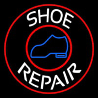White Shoe Repair Withe Red Border Neonreclame
