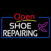 White Shoe Repairing Open Neonreclame