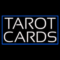 White Tarot Cards Blue Border Neonreclame