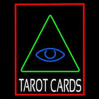 White Tarot Cards Logo And Red Border Neonreclame