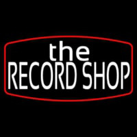 White The Record Shop Block Red Border Neonreclame