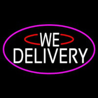 White We Deliver Oval With Pink Border Neonreclame