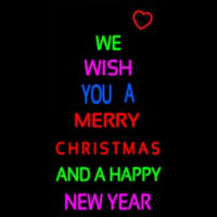 Wishing Merry Christmas Happy New Year Neonreclame