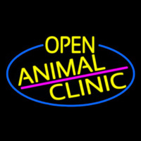 Yellow Animal Clinic Oval With Blue Border Neonreclame