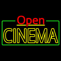 Yellow Cinema Open With Border Neonreclame