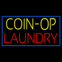 Yellow Coin Op Laundry Blue Border Neonreclame