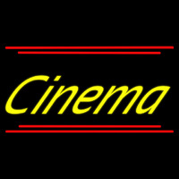 Yellow Cursive Cinema With Line Neonreclame