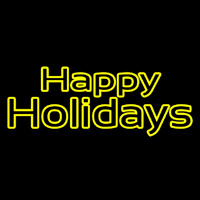 Yellow Double Stroke Happy Holidays Neonreclame