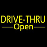 Yellow Drive Thru Open Neonreclame