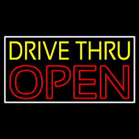 Yellow Drive Thru Open Red Neonreclame