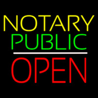 Yellow Green Notary Public White Line Block Open Neonreclame