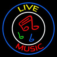 Yellow Live Red Music With Circle Neonreclame
