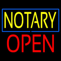 Yellow Notary Blue Border Block Open Neonreclame