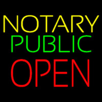 Yellow Notary Public Open Neonreclame