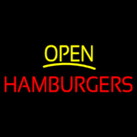Yellow Open Red Hamburgers Neonreclame