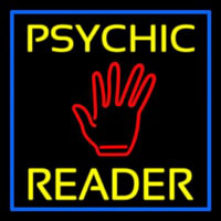Yellow Psychic Reader Blue Border Neonreclame