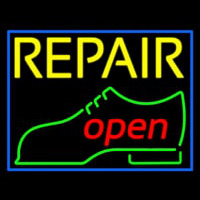 Yellow Repair Shoe Logo Open Neonreclame
