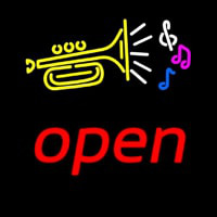 Yellow Trumpet Logo Red Open Neonreclame