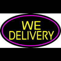 Yellow We Deliver Oval With Pink Border Neonreclame