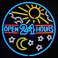 open 24 hours sun moon day BEER BAR PUB Neonreclame